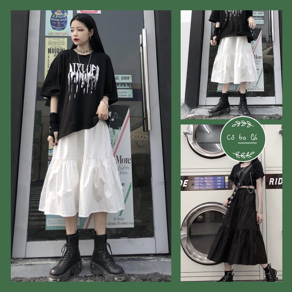 Chân váy xoè dài qua gối - Chân váy tầng Ullzang siêu hot - chân váy dài cho giới trẻ -Chân Váy Dài Lưng Cao Thời Trang | BigBuy360 - bigbuy360.vn