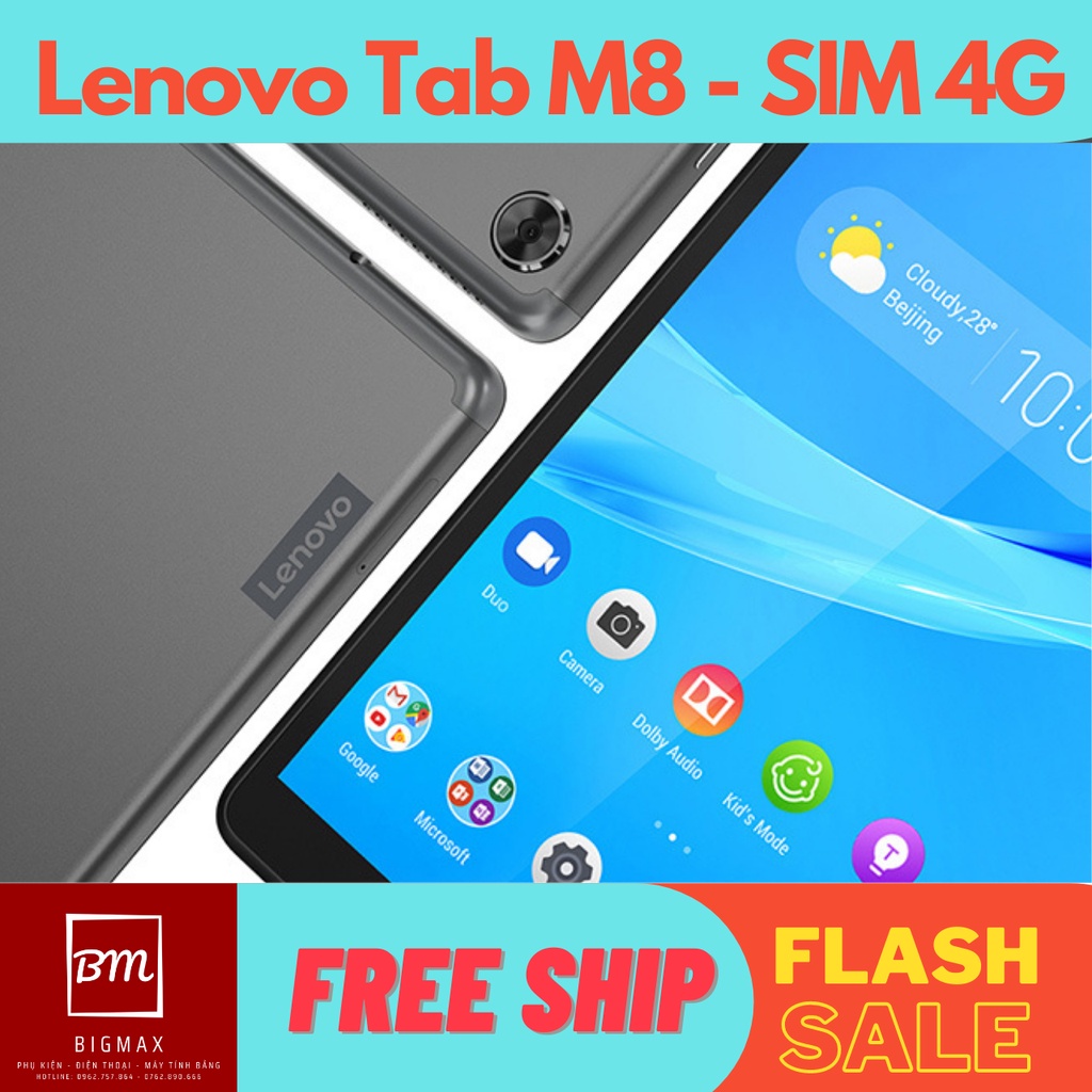 Máy tính bảng Lenovo Tab M8 Full box bản SIM 4G nghe gọi, học online, zoom, google meeting cực mượt, ship nhanh | BigBuy360 - bigbuy360.vn