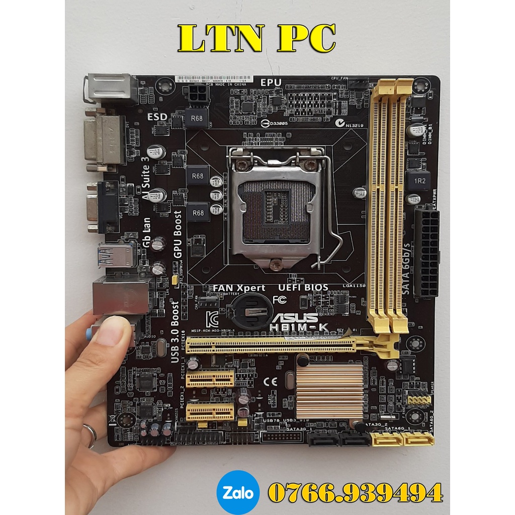Bo Mạch Chủ, Main H81M - K, Socket 1150 hàng chính hãng, thanh lý tiệm nét giá rẻ