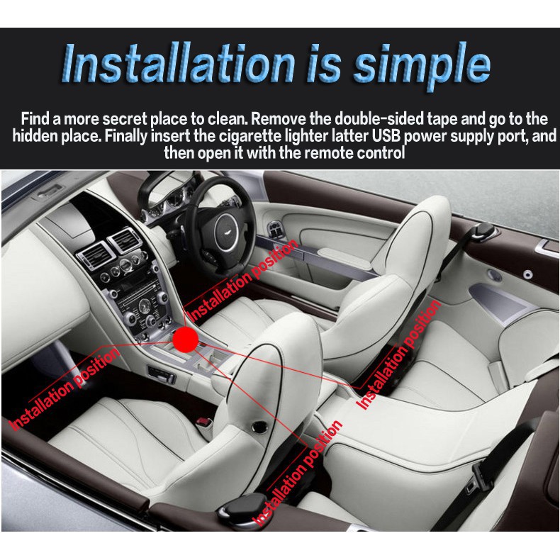 Set 4 đèn LED điều khiển âm nhạc RGB kèm điều khiển từ xa không dây đầy màu sắc trang trí nội thất ô tô