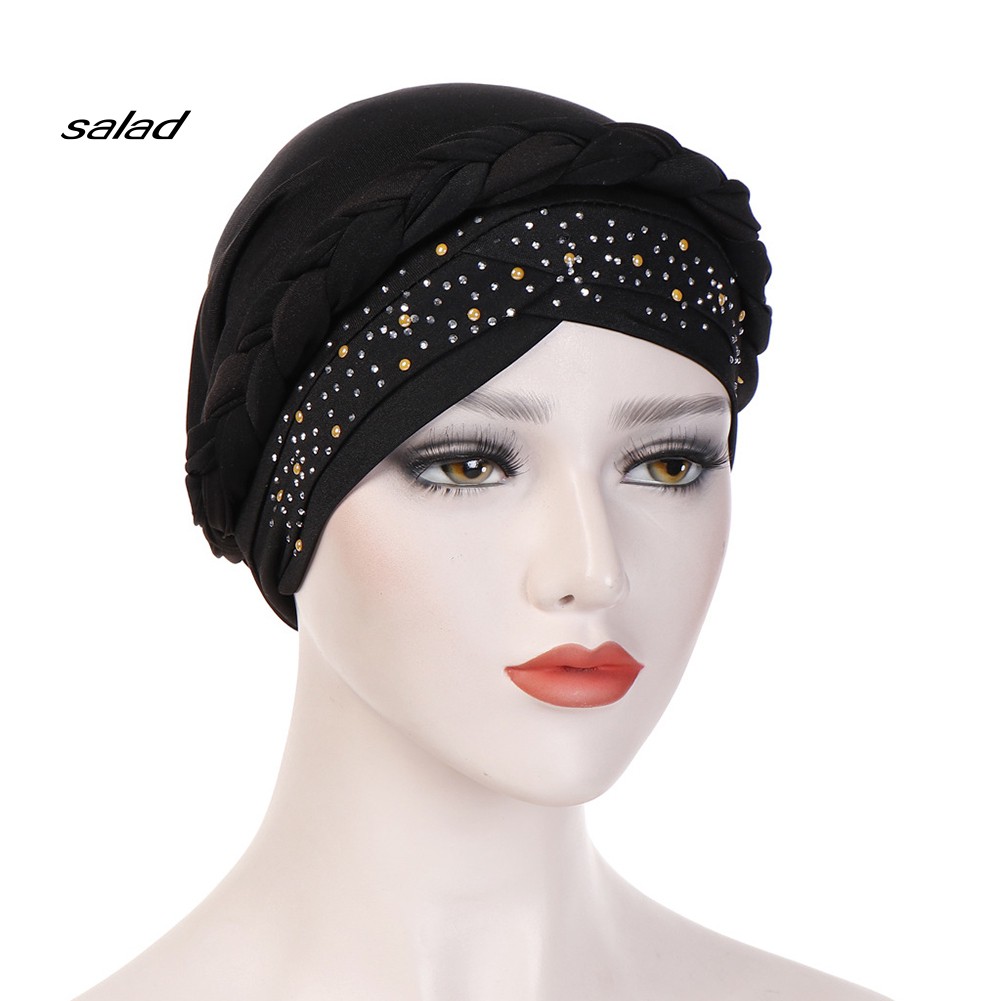 Mũ Turban Trùm Đầu Đính Đá Lấp Lánh Thời Trang Cho Phụ Nữ Hồi Giáo