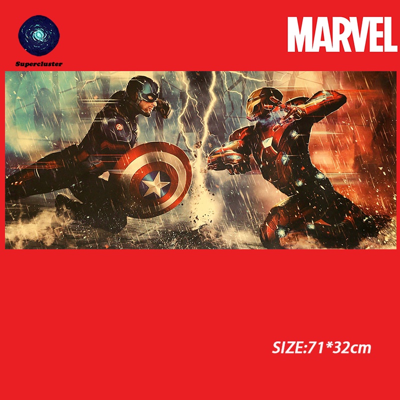 Marvel Áp Phích Trang Trí Nội Thất 70x32cm Hình Captain America Và Iron Man