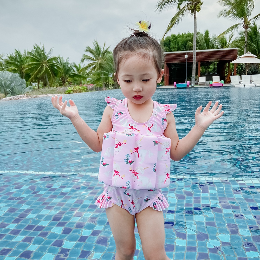 Áo phao đồ bơi cho bé gái, bé trai có phao liền tự nổi loại cao cấp đáng yêu, cute cho bé đi biển, đi bơi - Lado shop