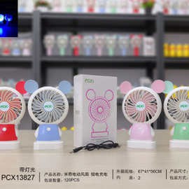 Quạt Mini Để Bàn Tai Chuột Mickey Cute Ngộ Nghĩnh, Có Đèn Led, Xin Xắn Nhỏ Nhắn Gọn Nhẹ