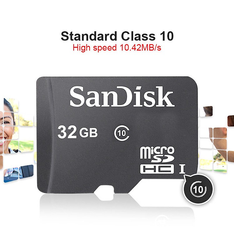 Thẻ nhớ MicroSDHC SanDisk 8GB / 16GB / 32GB C10 U1 80MB/s - Không Box (Đen)