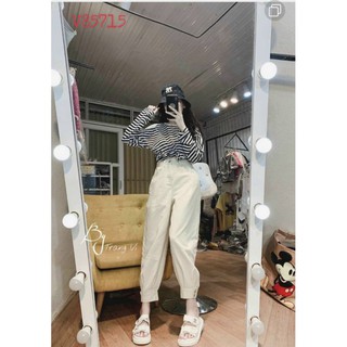 🧡 SET QUẦN BAGGY TRẮNG x ÁO KẺ SỌC CUT OUT 🧡