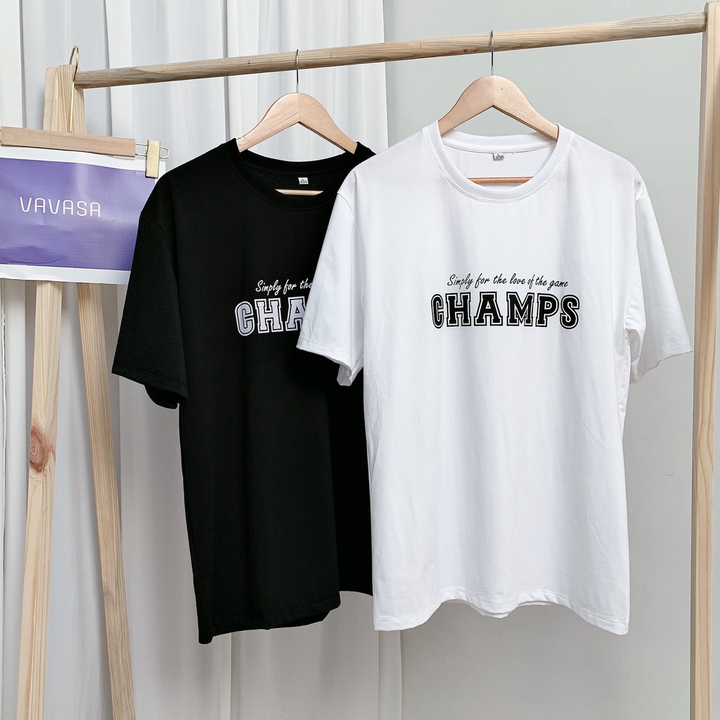 Áo thun nữ áo phông nữ unisex form rộng tay ngắn in hình chữ champ cổ tròn VAVASA  AT01 | BigBuy360 - bigbuy360.vn