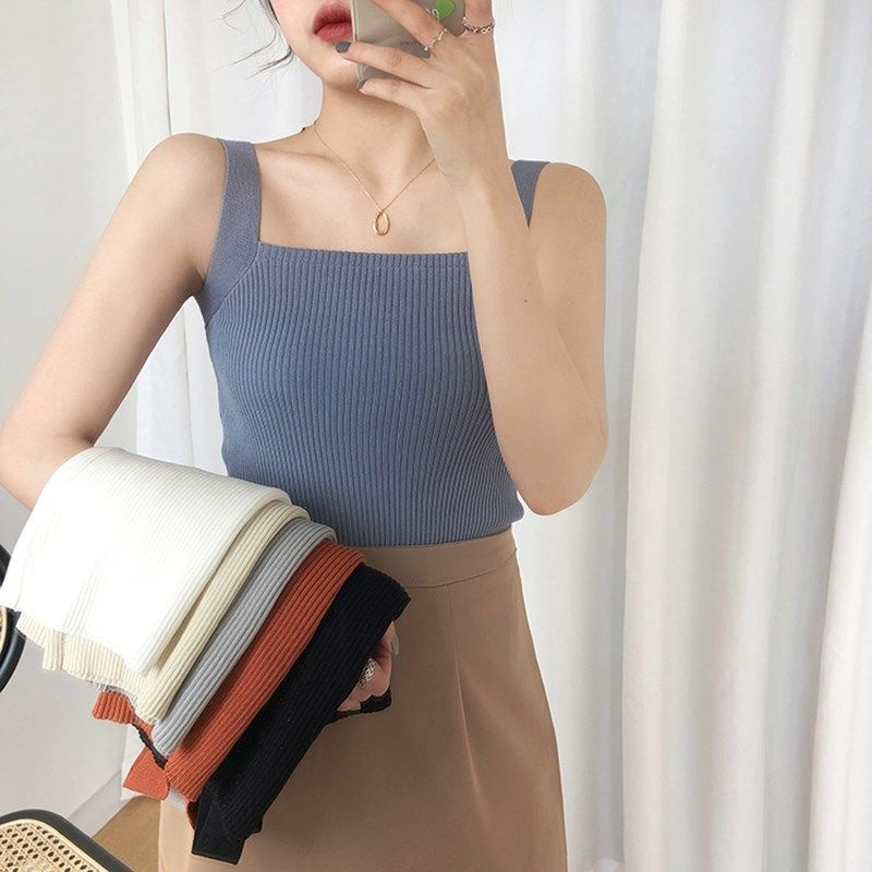 Áo Hai Dây Dệt Kim Màu Trơn Gợi Cảm Cho Nữ | BigBuy360 - bigbuy360.vn