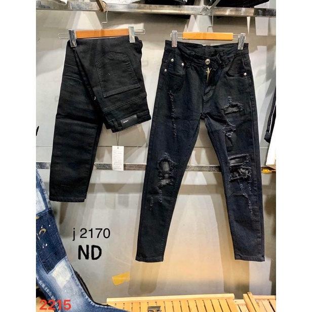 Quần Jean Nam Rách Vá Da Siêu Chất J2170 - Quần Bò Nam Ống Côn Thời Trang - Bee Shop