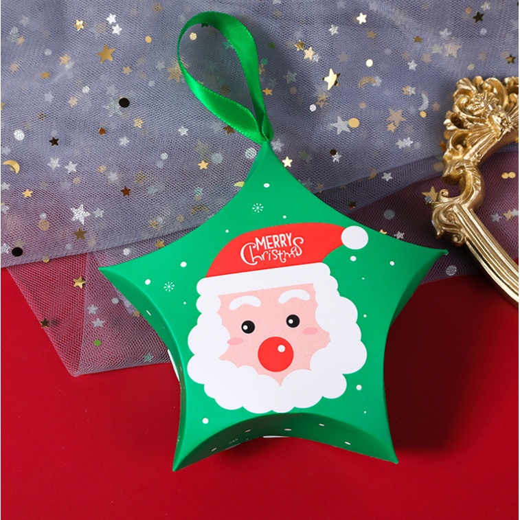 Hộp Quà Tự Gấp Hình Sao Trang trí Cây Thông, Trang Trí Noel Giáng Sinh
