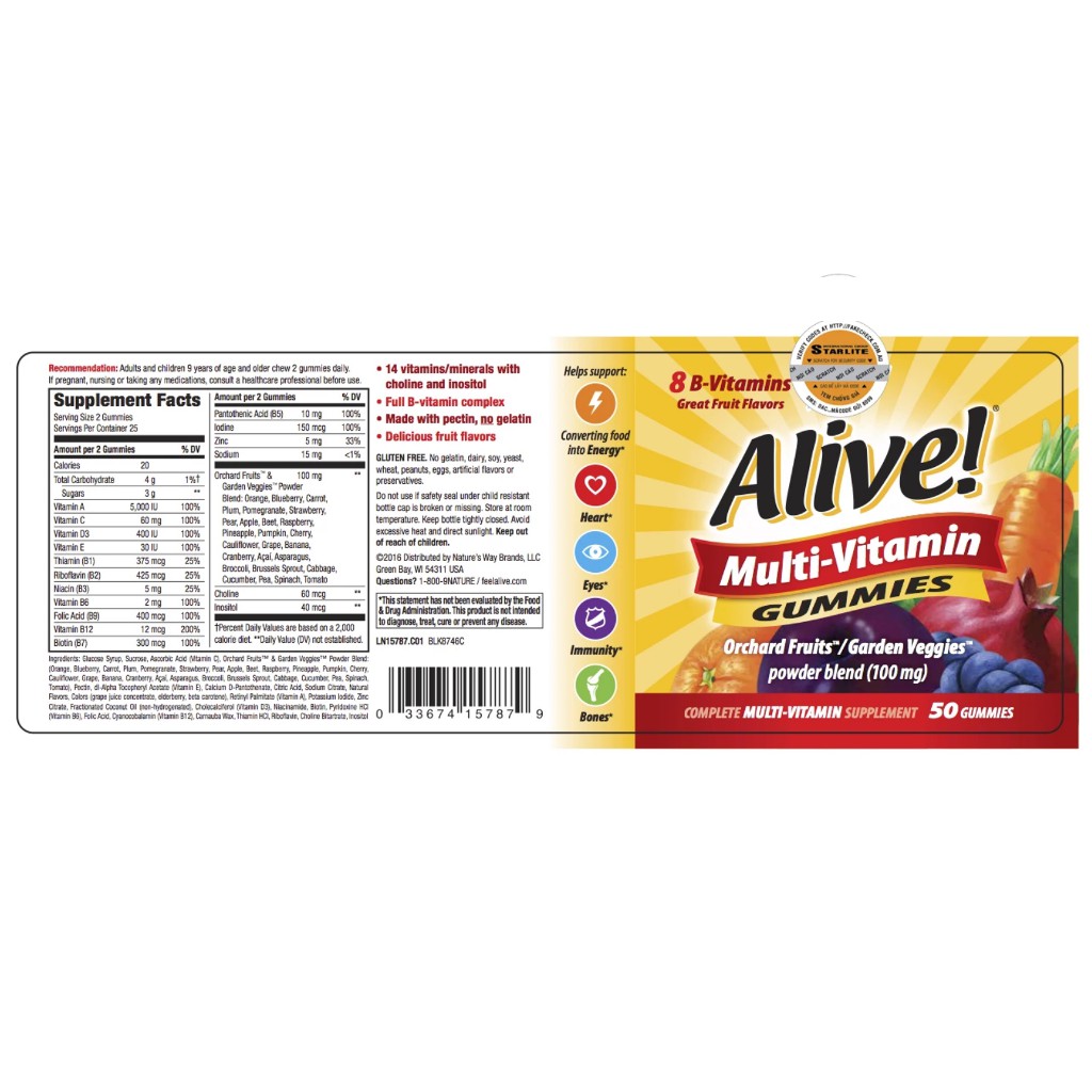 Thực phẩm bổ sung vitamin tổng hợp Nature's Way Alive Multi-Vitamin Gummies 50 viên | Thế Giới Skin Care