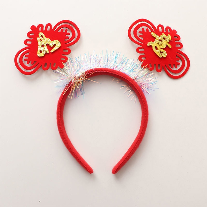 Cài Tóc Đính Nơ Tua Rua Phong Cách Trung Hoa Mừng Năm Mới Cho Bé Gái