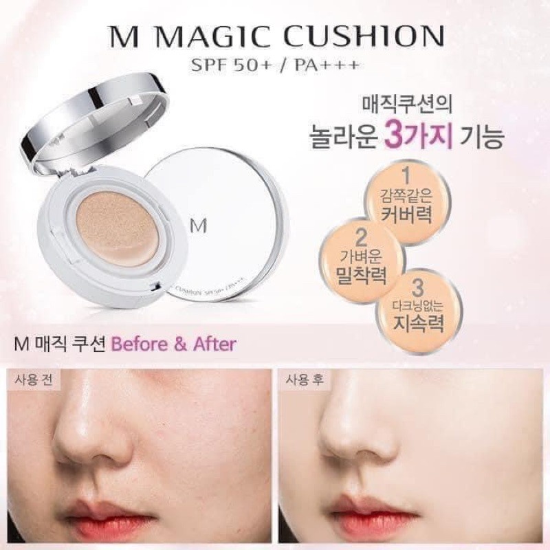 Phấn nước Missha M Magic Cushion SPF 50+ PA+++,cushion missha che khuyết điểm vượt trội,kiềm dầu tốt,độ chống nắng cao