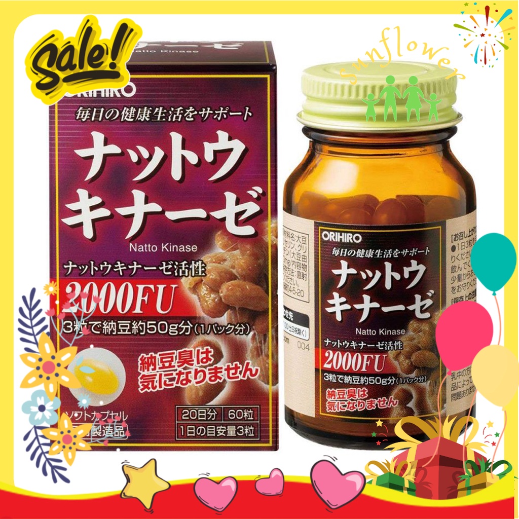 Viên Uống Chống Đột Quỵ Orihiro Natto Kinase 2000FU Nhật Bản 60 viên