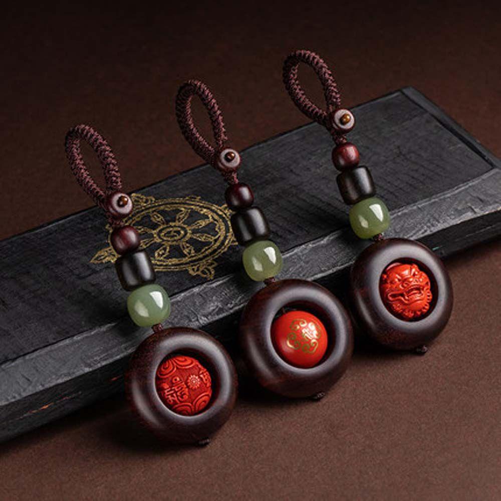 Móc Chìa Khóa Xe Hơi Bằng Gỗ Đàn Hương Handmade Phong Cách Phật Giáo Tây Tạng