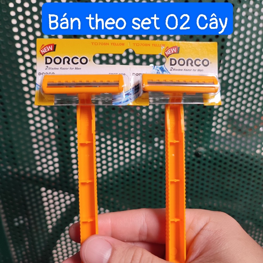 (Q1-HCM) Set 02 Cây Cạo Râu Du Lịch Dorco TD 708N Cán Vàng - Cán Dao Dùng Triệt Lông Tại Spa