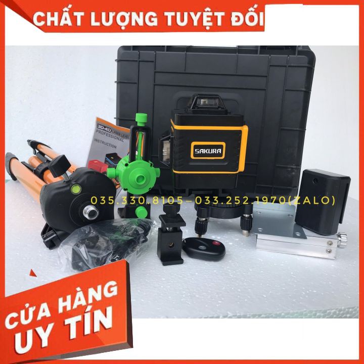 máy cân bằng laser 16 tia  SAKURA  quay 360 độ, tia sắc nét, pin khỏe