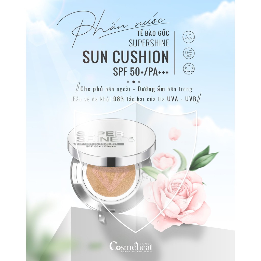 Phấn Nước COSMEHEAL Perfect Sun Cushion SPF50+/PA+++ Chống Nắng Bên Ngoài, Dưỡng Ẩm Bên Trong,  Mỏng Nhẹ Không Bít Tắc.