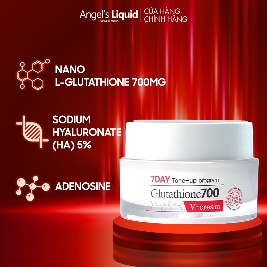 Kem Dưỡng Trắng Da Cấp Ẩm Đa Tầng Angel's Liquid 7 Day Whitening Program Glutathione 700 V-Cream 50ml