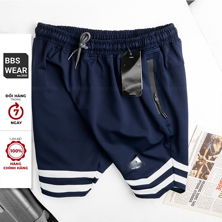 Quần Thể Thao Nam Phối Hai Sọc Ngang BBS WEAR - Quần Đùi Bóng Rổ Có Khóa Chất Liệu Thun Poly Co Dãn Thoáng Mát GY08