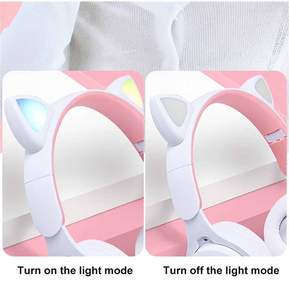 Aubess Tai Nghe Không Dây Tai Mèo Với Thoáng Khí LED Ánh Sáng Hifi Stereo Super Bass 200 Giờ Dài Chờ Hỗ Trợ TF Thẻ Yunni