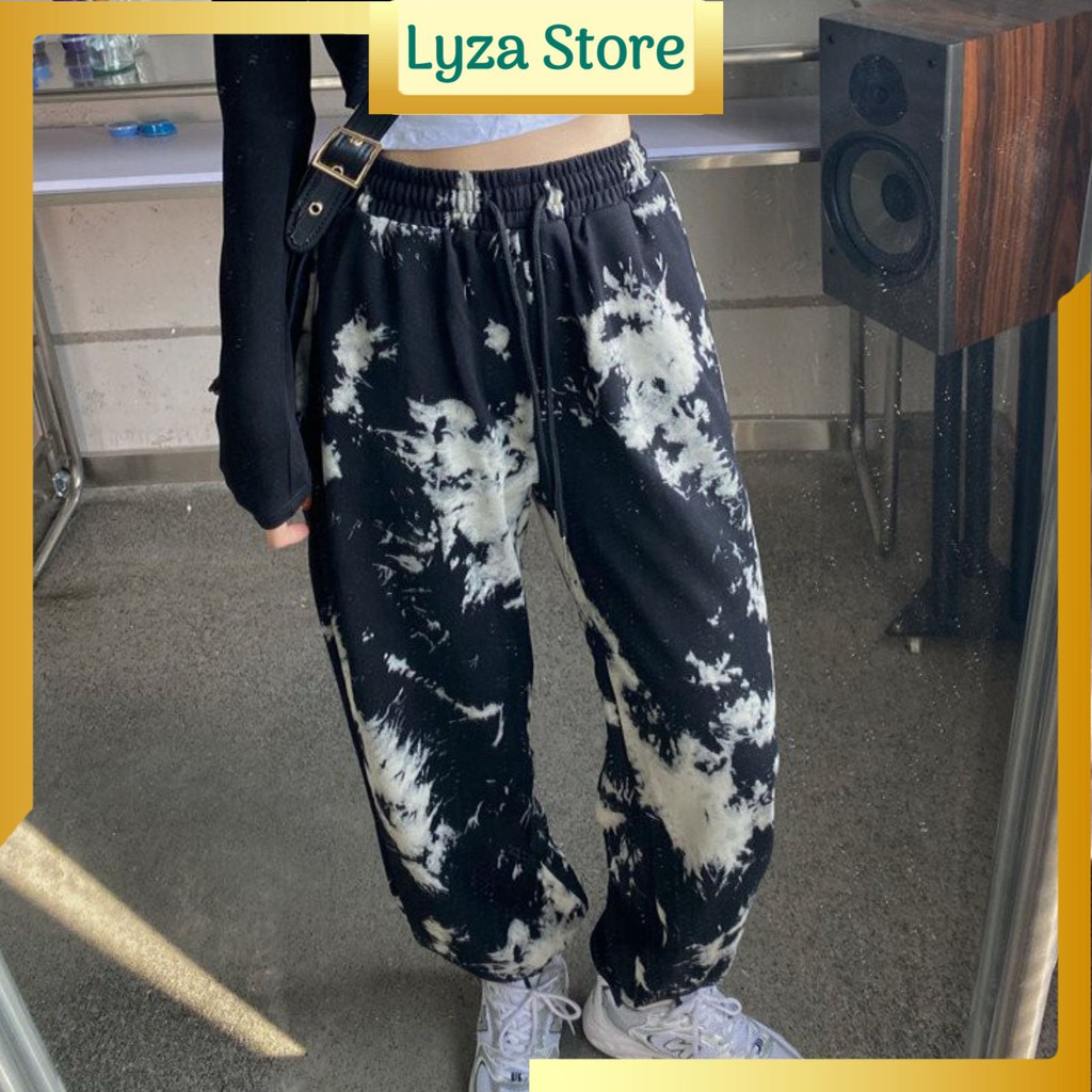 [ Mã FAMAYWA giảm 10K đơn 50K] Quần jogger loang co dãn cạp cao dáng rộng phong cách ulzzang