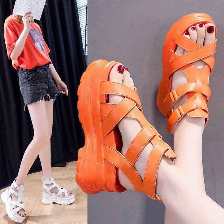 giày caoGuốc/Dép nữgiày nữ caoGiàygiày sandal 7cmdép thời trang giày 7cmGiàyDép Nữ dép gótdép đế caodép cao từ✒Net red hollow sandals women 2021 summer new ins tide thick-soled super fire breathable high-heeled open-toed ankle boots