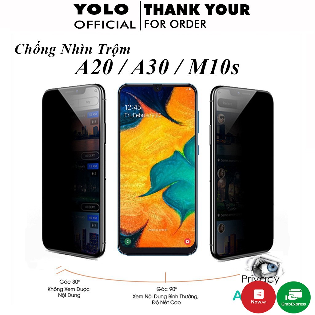 Cường lực samsung M10s A20 A30 Chống Nhìn Trộm Full Màn Cảm ứng mượt Tặng kèm khăn lau