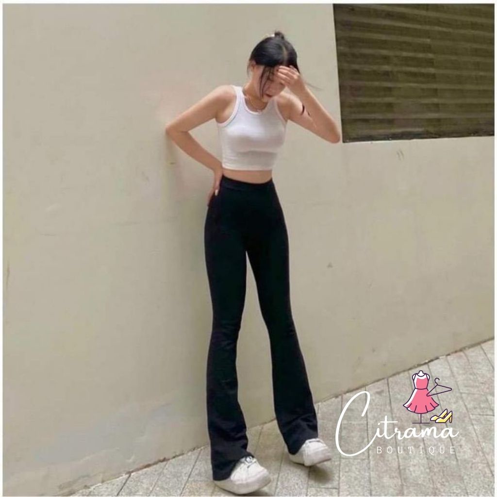 Quần ống loe cạp cao legging dáng dài quần ống loe nâng mông che khuyết điểm đùi to QL01 | BigBuy360 - bigbuy360.vn