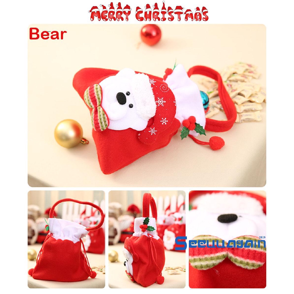 Túi đựng quà/kẹo giáng sinh hình người tuyết ông già noel đáng yêu kích thước 30x19cm