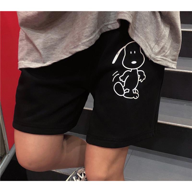 Quần Short Para Noise Unisex [FREESHIP] 🌸 Shorts đùi in hình cún hoa cúc màu đen nam nữ Ulzzang HOT 🌸 | WebRaoVat - webraovat.net.vn