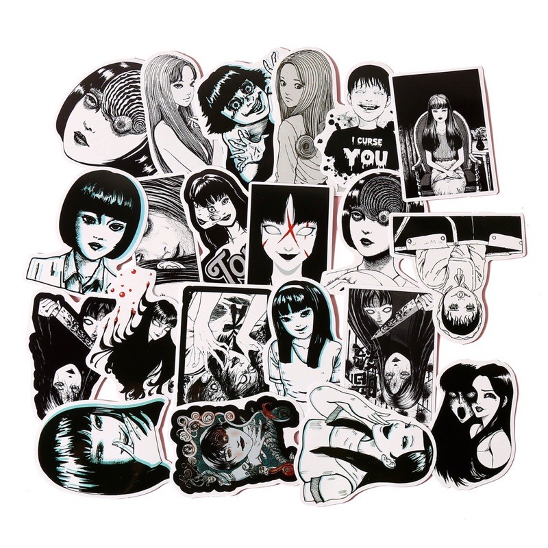 combo 30-60 cái sticker kinh dị jurrjilto decal bóc dán/ hình dán jurrjilto kính dị