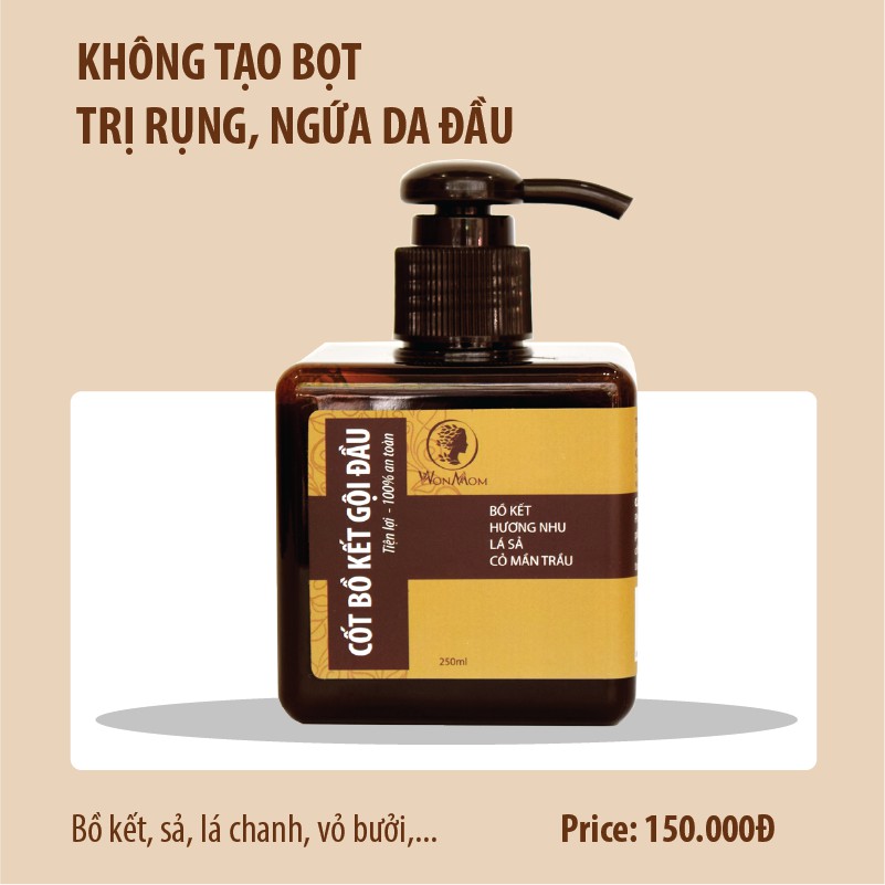 Cốt bồ kết gội đầu WonMom 250ml (không bọt) | BigBuy360 - bigbuy360.vn