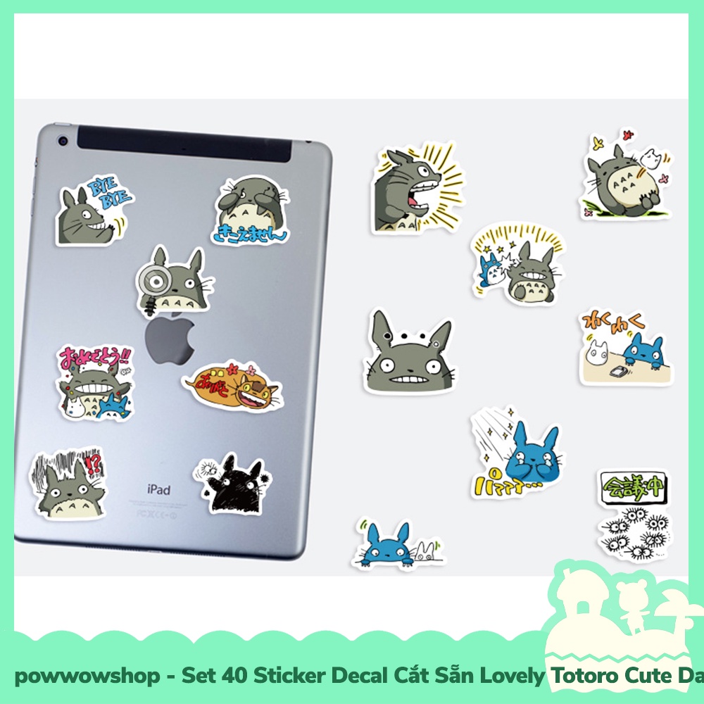 [Sẵn VN - Hỏa Tốc] Set 40 Sticker Mini Decal Dán Trang Trí Vật Dụng Mẫu Lovely Totoro Cute Days