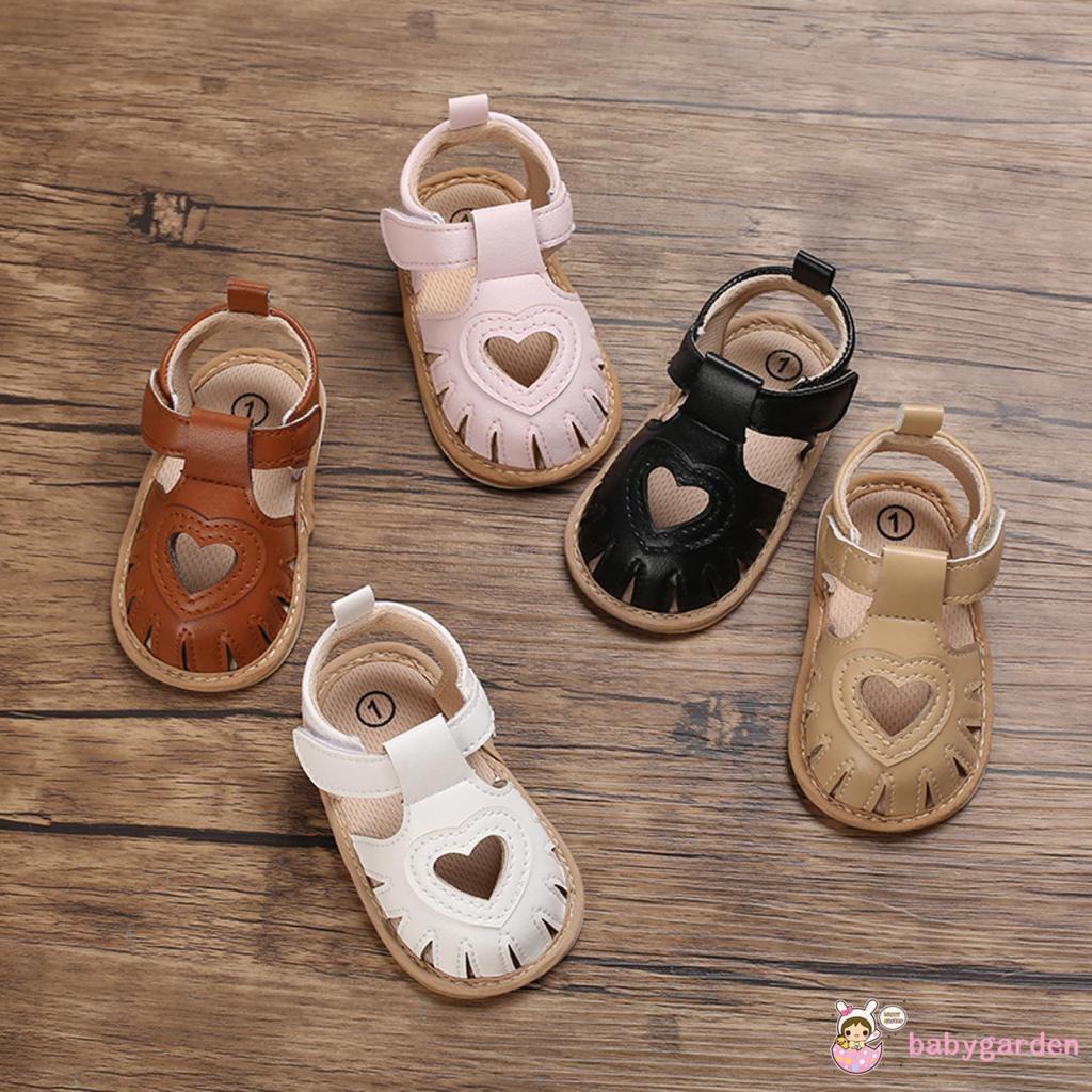 Xăng đan Đế Mềm Màu Trơn Hình Trái Tim Dành Cho Bé Trai Gái 0-18 Tháng Tuổi
