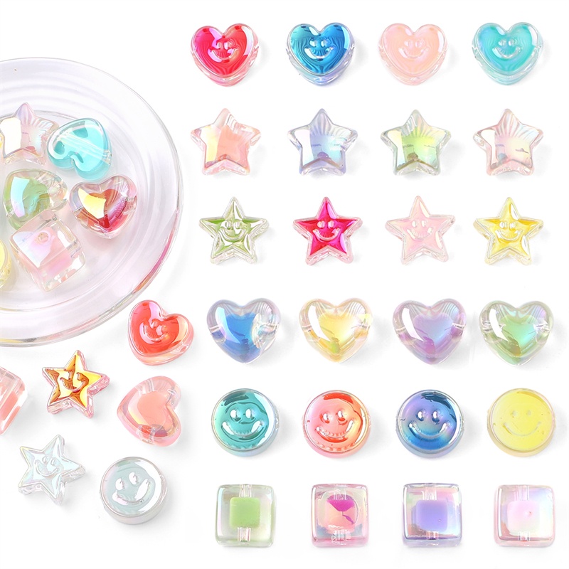 Hạt charm hình vuông / ngôi sao / trái tim tráng men nhiều màu sắc dùng làm trang sức diy