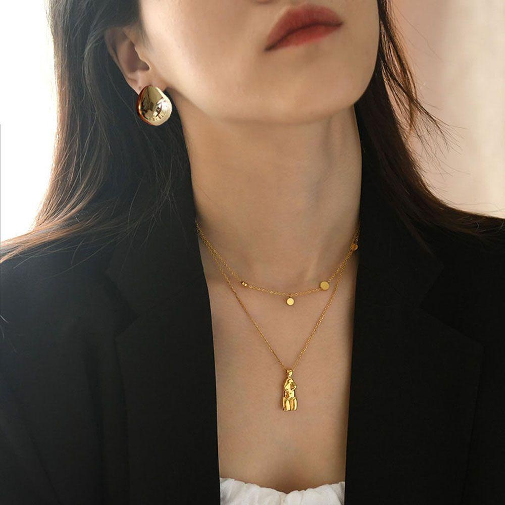 CLEOES Bông Tai Hình Học Lớn Phong Cách Vintage