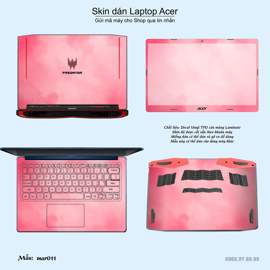 Skin dán Laptop Acer in hình vân Marble nhiều mẫu 2 (inbox mã máy cho Shop)