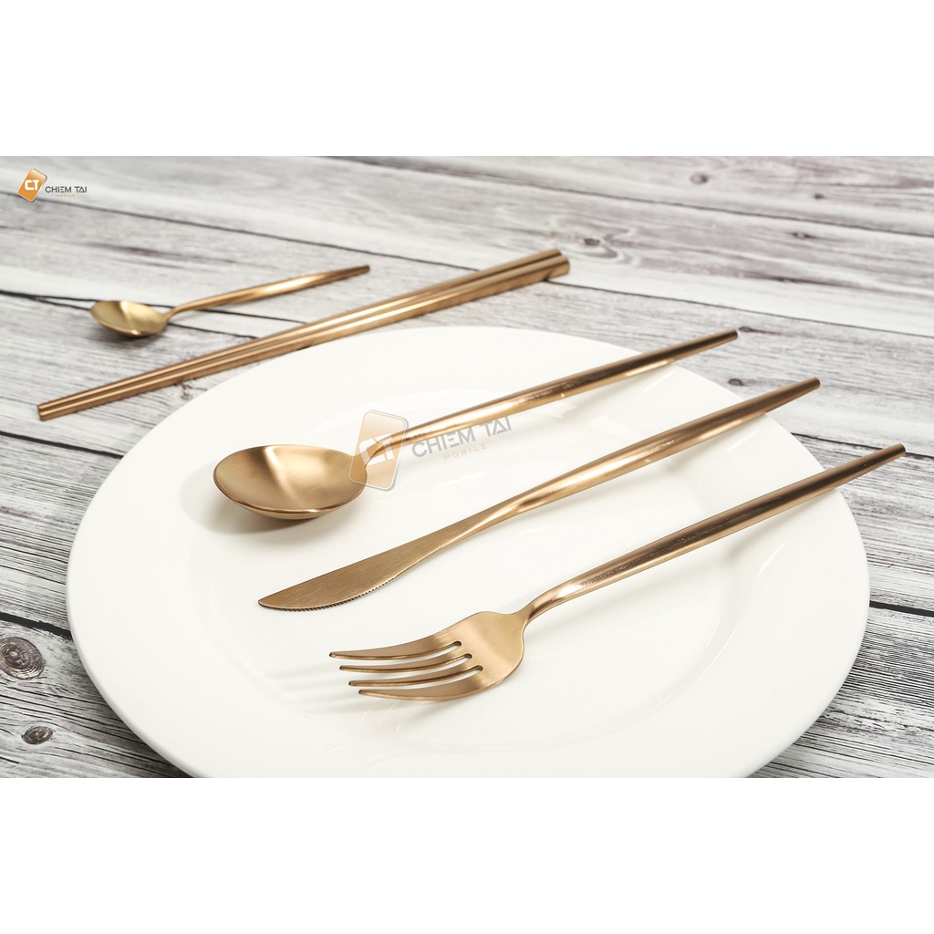 Bộ muỗng, đũa, nĩa, dao bằng thép không gỉ OUDING