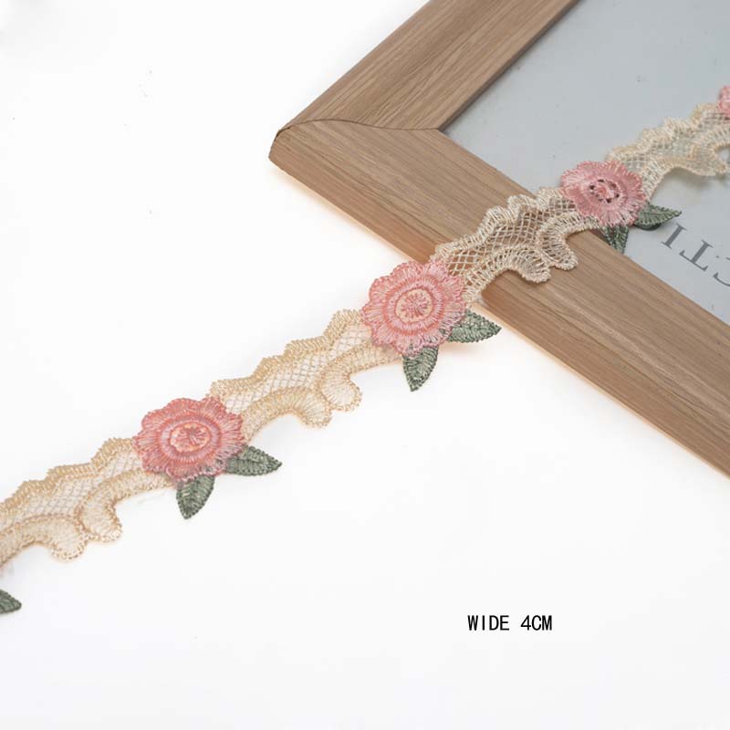 Cuộn Vải Ren Màu Hồng Dài 1 Yard Dùng Làm Rèm Cửa DIY