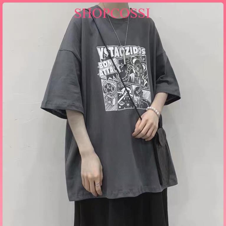 SALE Áo thun tay lỡ nam nữ, áo phông unisex form rộng chất cotton mát mịn thấm hút mồ hôi in hình Hoạt Hình