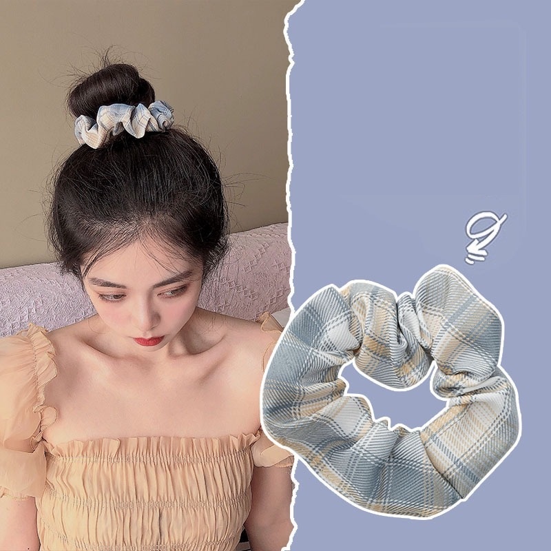 Dây Cột Tóc Ruy Băng Co Giãn In Họa Tiết Hoa / Kẻ Ô Dễ Thương Thời Trang Cho Nữ