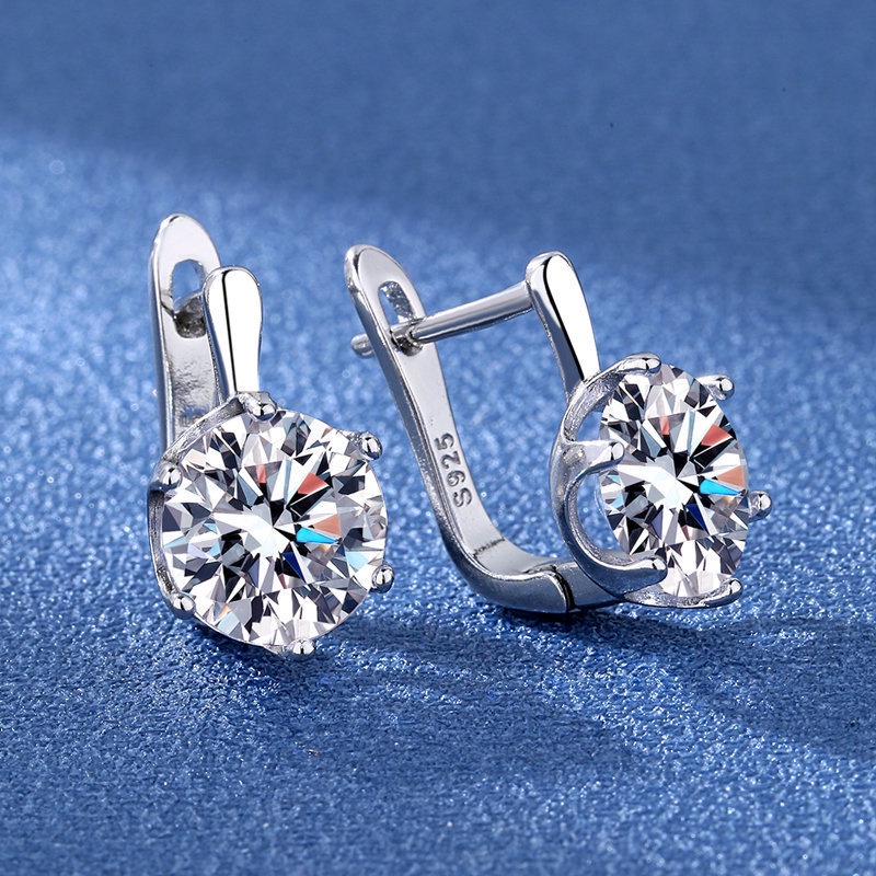 Bông Tai Mạ Vàng Trắng 18K Đính Kim Cương Nhân Tạo