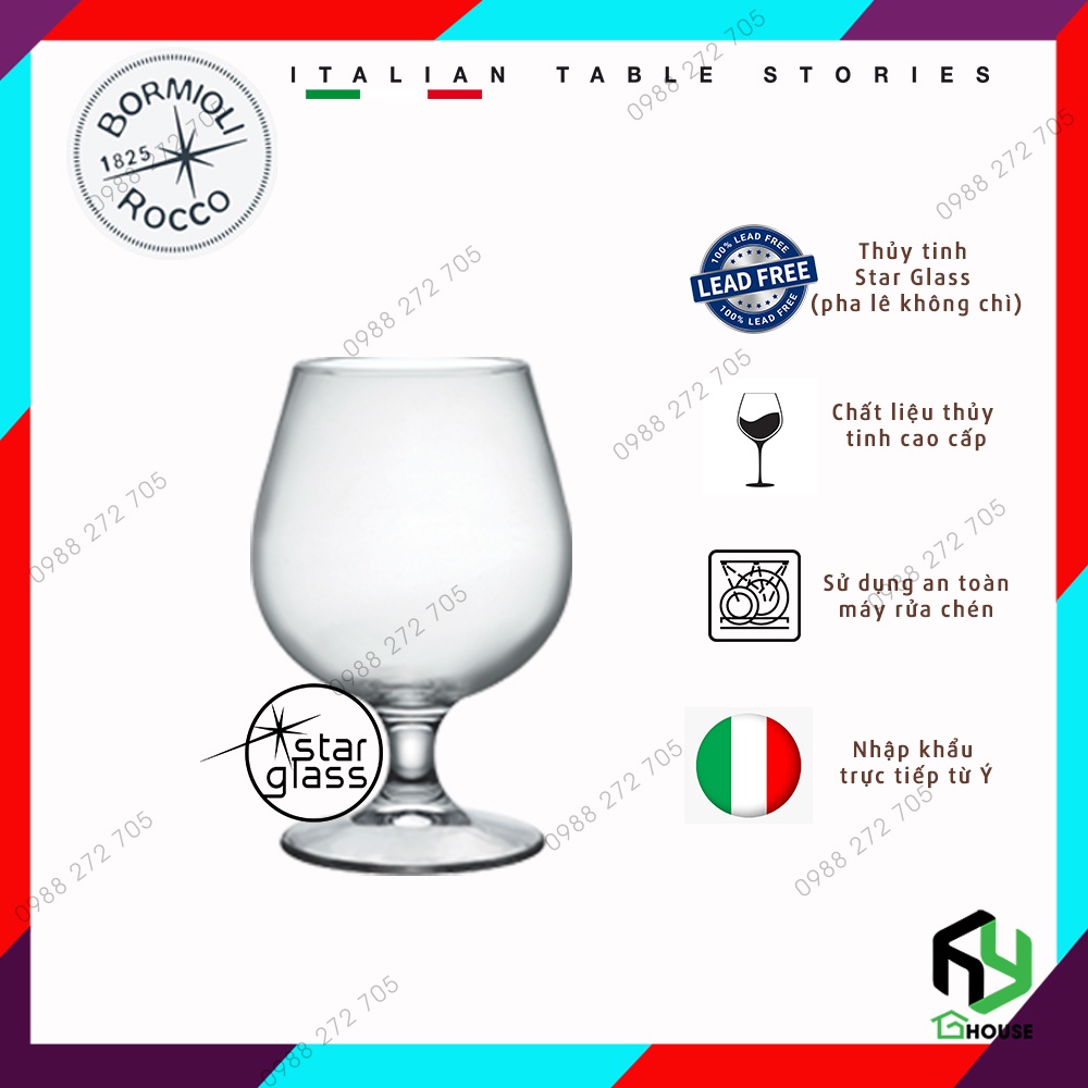 [ITALY] Ly thủy tinh uống rượu vang cao cấp, ly uống rượu mạnh Riserva cognac 530ml - Bormioli Rocco