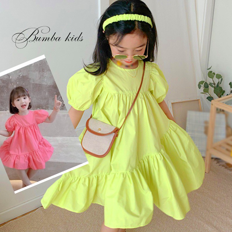 Váy bé gái💥 CAO CẤP💥 váy thiết kế cộc tay tiểu thư dáng xòe lệch mùa hè cho bé gái siêu xinh