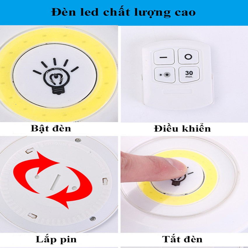 Bộ 3 Đèn LED Gắn Tường Tủ Có Điều Khiển Từ Xa, Có Chức Năng Hẹn Giờ Tắt Siêu Tốt [ĐÈN MORO]