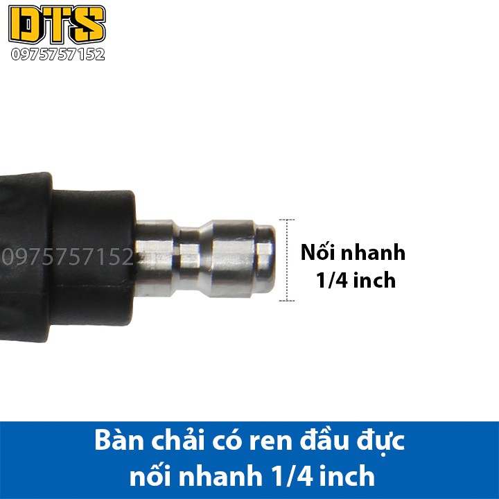 Bàn chải xoay tự động cao cấp gắn súng xịt rửa cho máy rửa xe áp lực cao - Ren nối nhanh 1/4 inch