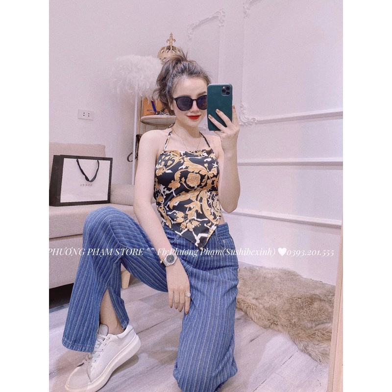 Áo yếm lụa hoa tiết | BigBuy360 - bigbuy360.vn