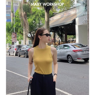 Áo thun nữ không tay Sleeveless knitted tee Yellow Maxy Workshop