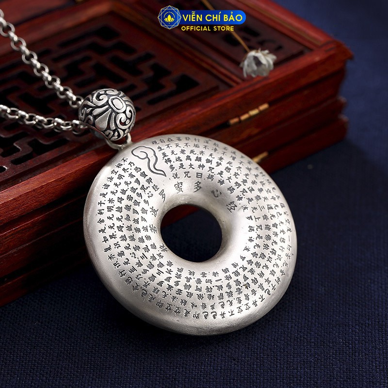 Mặt dây chuyền bạc nam Bát bảo cát tường Bát nhã tâm kinh chất liệu bạc Thái 925 thương hiệu Viễn Chí Bảo M100132